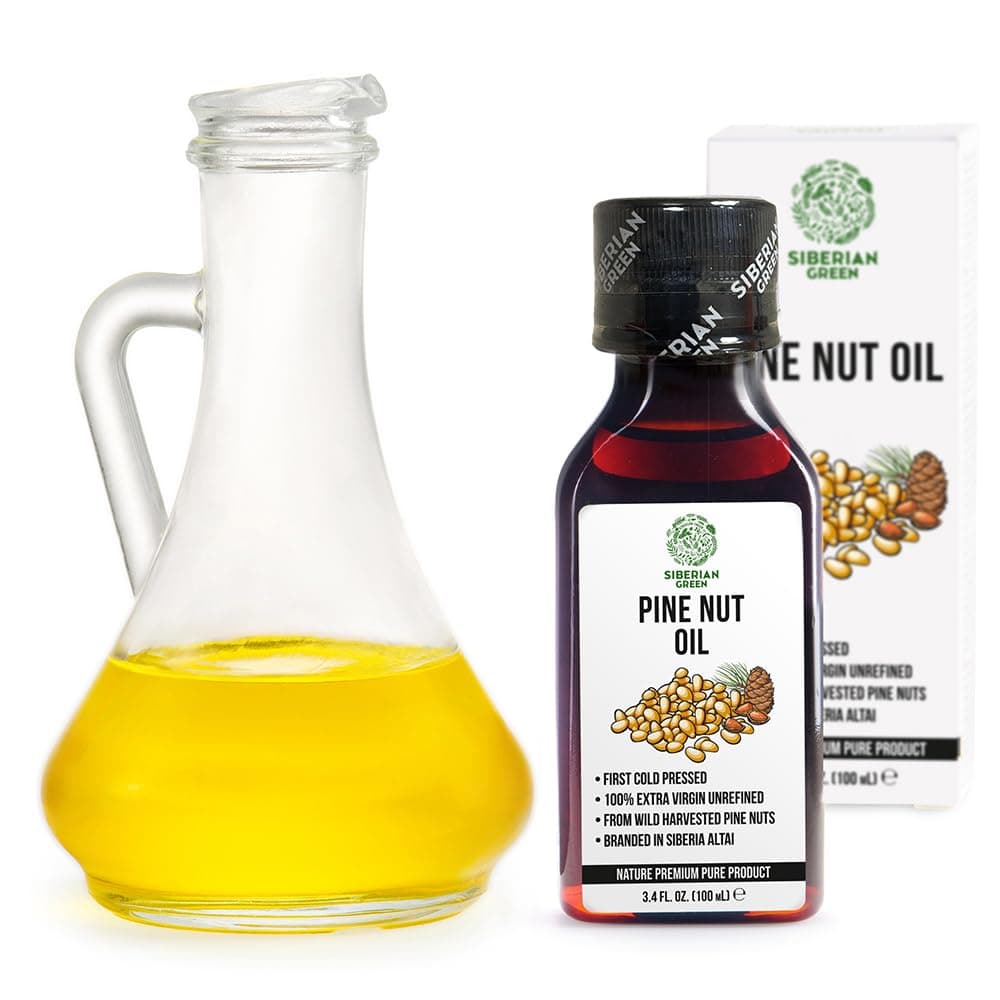 Siberian Pine Nut Oil | 100% Natural Extra Virgin Cold Pressed 100 ml / 3.4 fl oz | Unrefined Raw No-GMO Vegan | Exclusive Healthy Diet Food Grade
