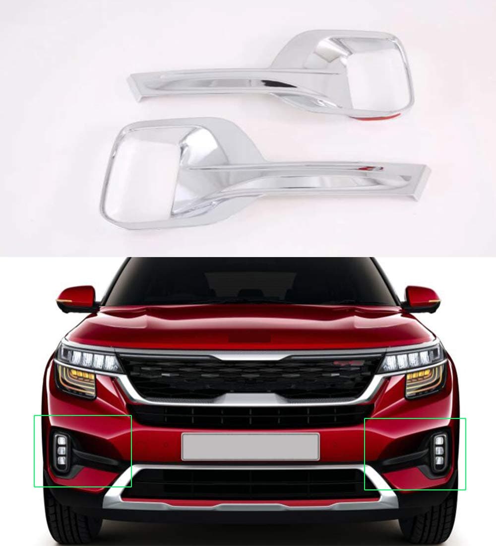 / 2Pcs Chrome Front Fog Light Lamp Cover Trim Molding for Kia Seltos 2020