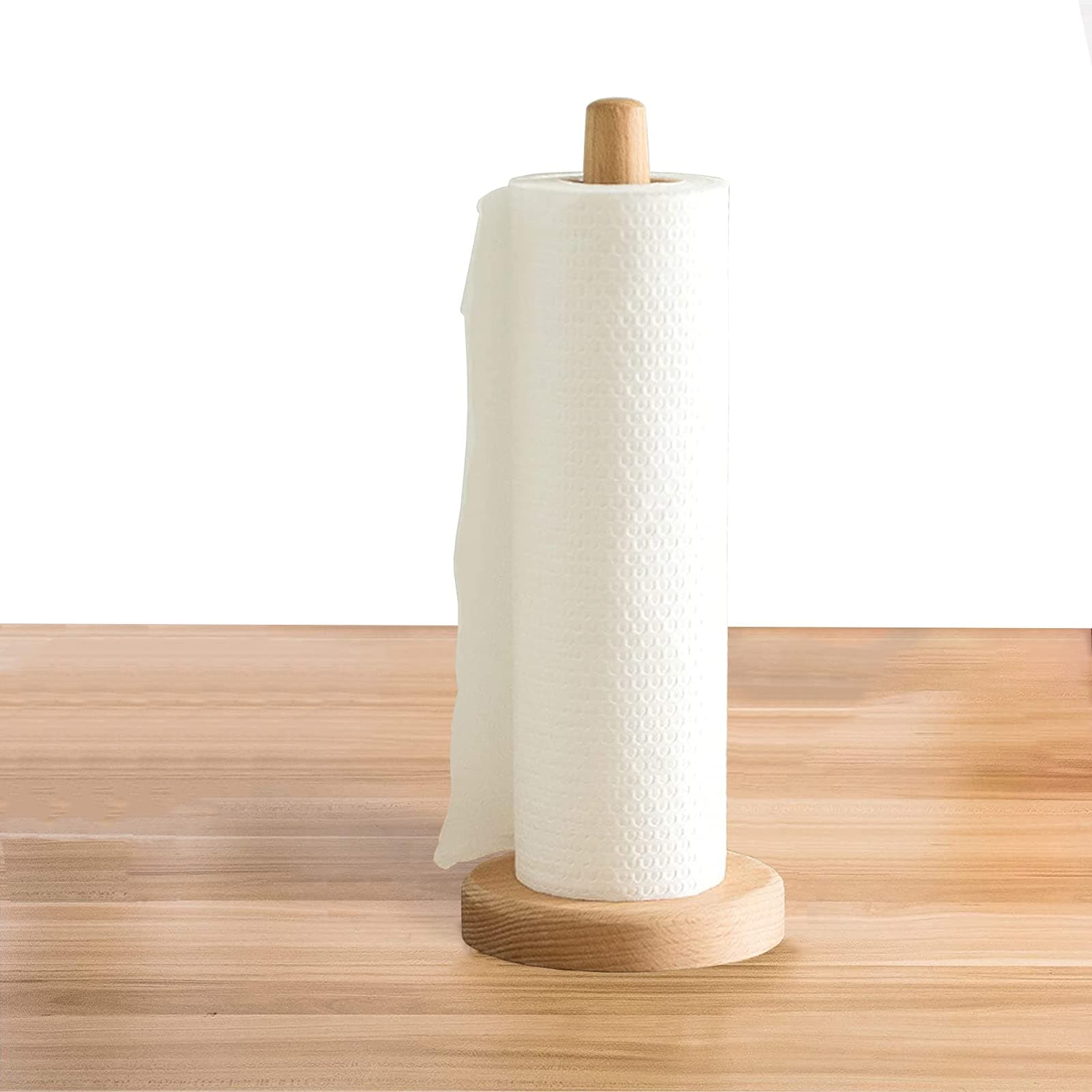 Wood Paper Towel Holder, Wooden Paper Towel Holder Countertop Standing Paper Towel Organizer Roll Dispenser for Kitchen Countertop & Dining Table