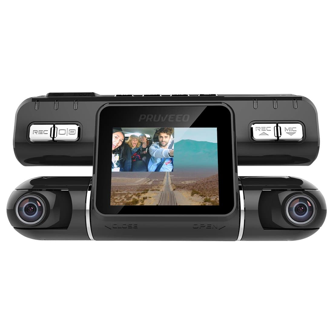 Pruveeo MX2 Car Dash Cam Dual Lens 120 plus 120 Degree Wide Angle, Dash Camera for Cars, Dashboard Camera Car Driving Recorder DVR
