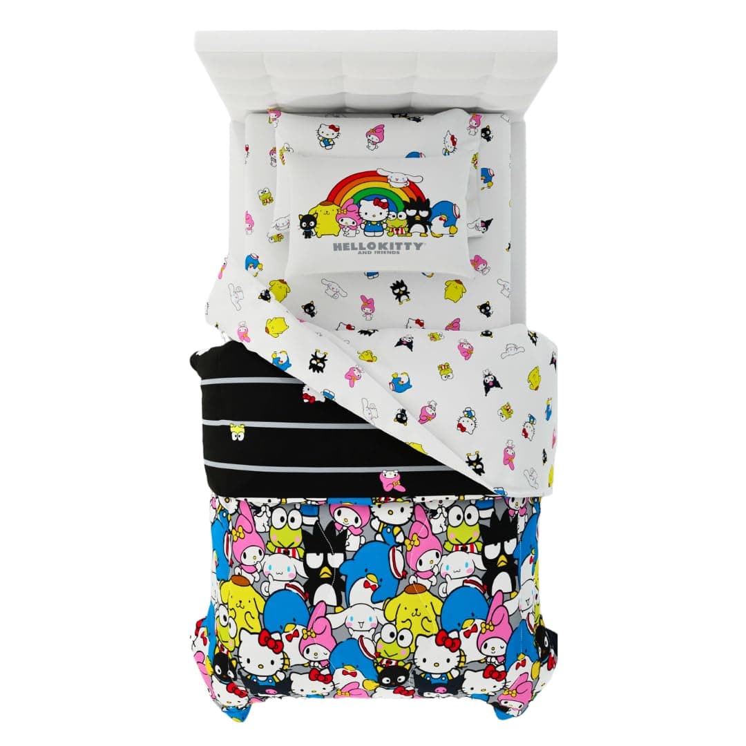 Collectibles Hello Kitty & Friends Bedding 5 Piece Super Soft Comforter and Sheet Set with Sham, Twin, (Official Licensed Product)