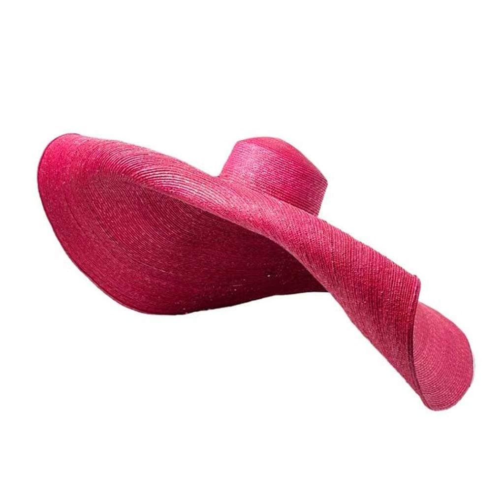 Duseedik Women Large Sun Hat Beach Anti-UV Sun Protection Foldable Straw Cap Cover (Red)
