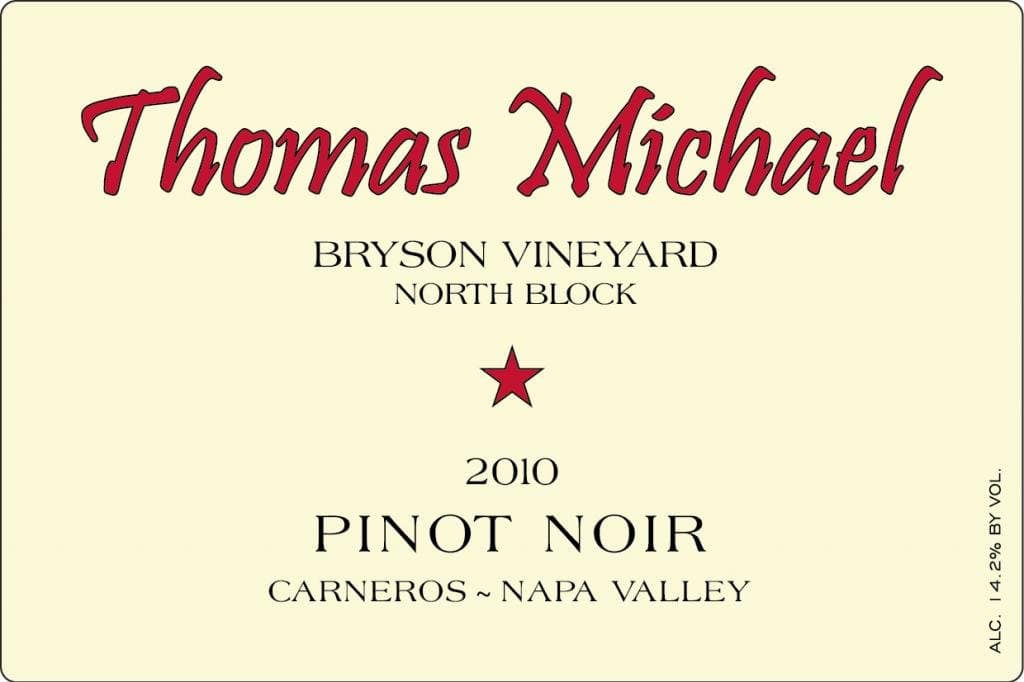 2010 Thomas Michael North Block Pinot Noir Napa Valley Bryson Vineyard 750 mL