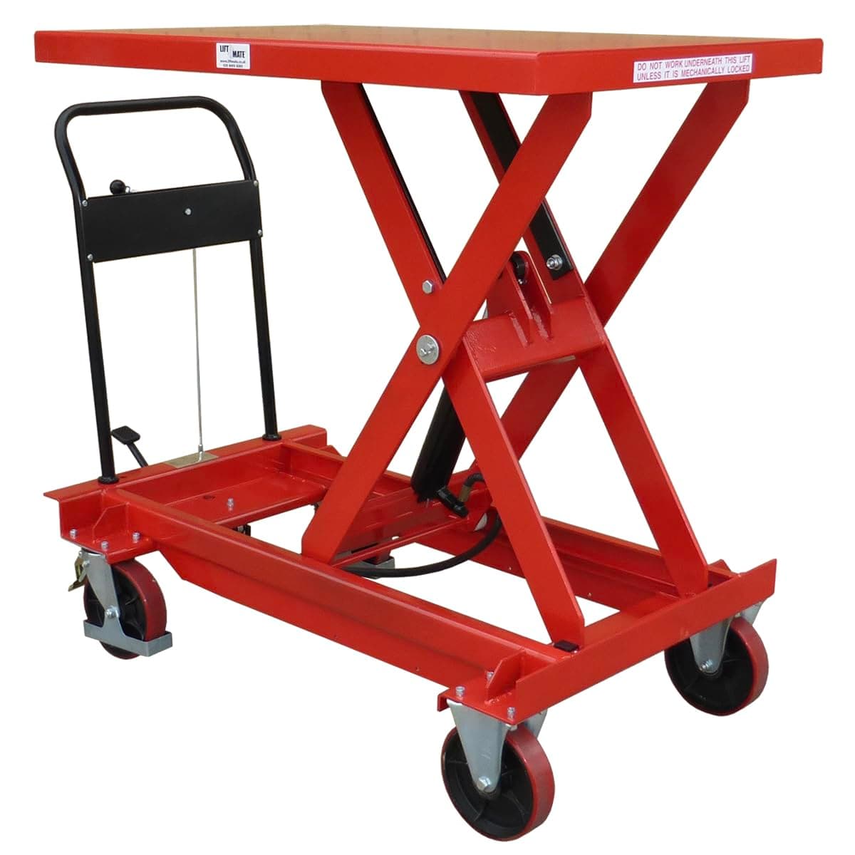 LiftMate Mobile Scissor Lift Table, Scissor Lift Platform Trolley Large, 1000kg Capacity, Hydraulic Lift Table Cart