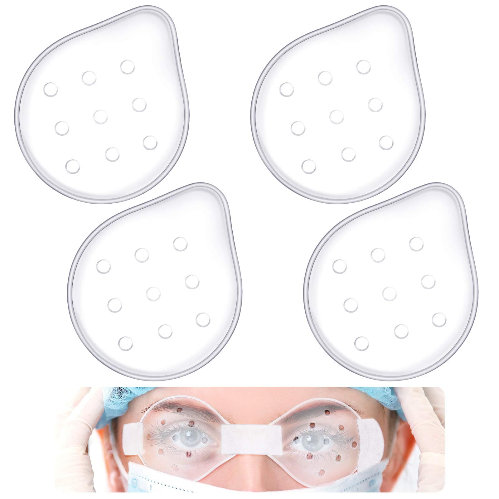 Lothee 4 Pieces Plastic Ventilated Eye Shields Coverings Transparent Eye Protections Breathable Supplies for Men Women to Prevent Sand Small Grave
