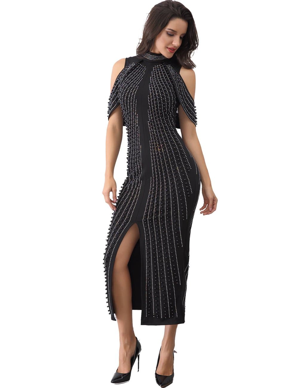 Miss Water Cocktail Party-Dress-Bandage Clubwear Evening Wedding Maxi Dressing XS