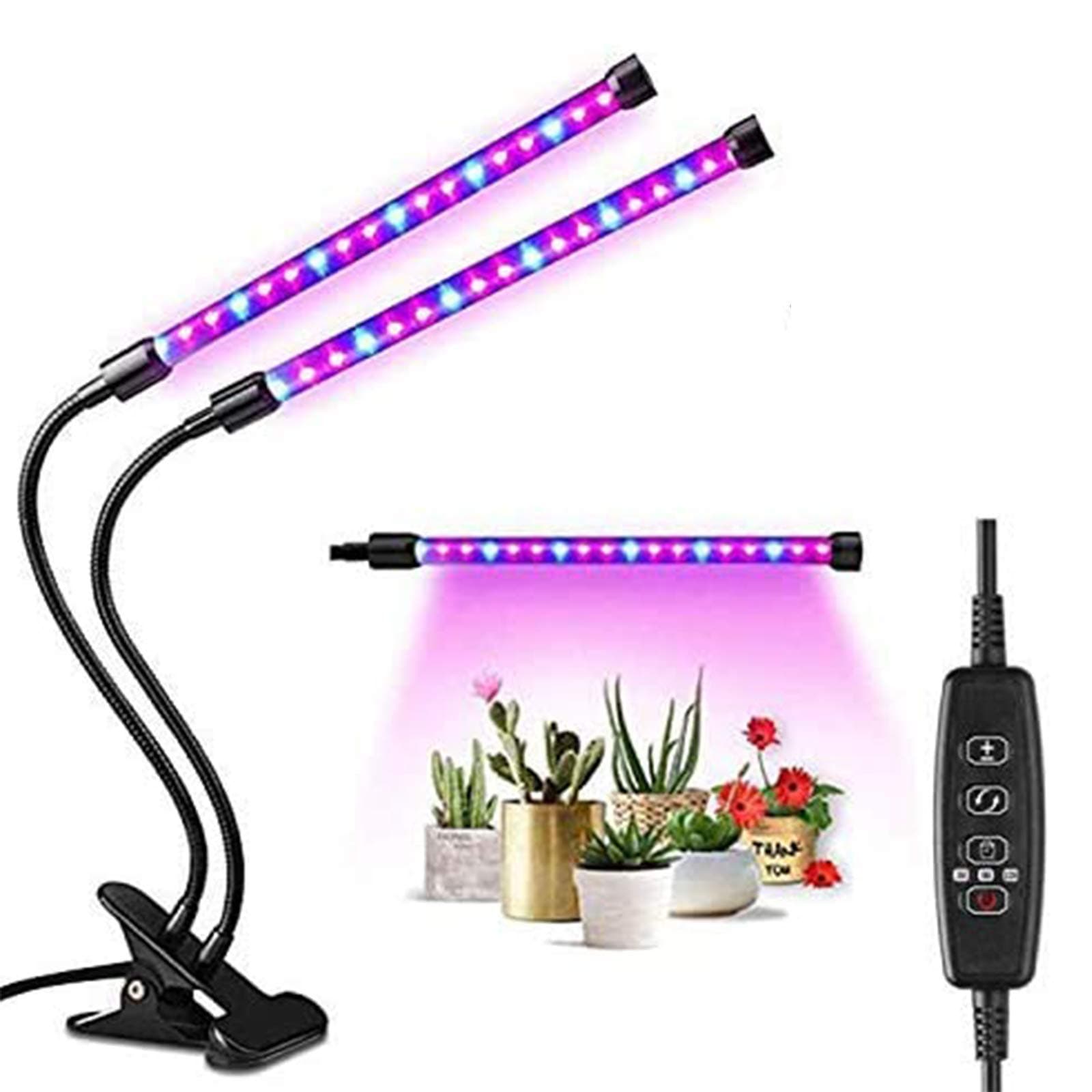 18W Plant Growing Lamps, YEESON Dual Head 38 LED Plan Glow Light with Red/Blue Spectrum for Indoor Plants, Adjustable Gooseneck Function (Plant Growing Lamps)