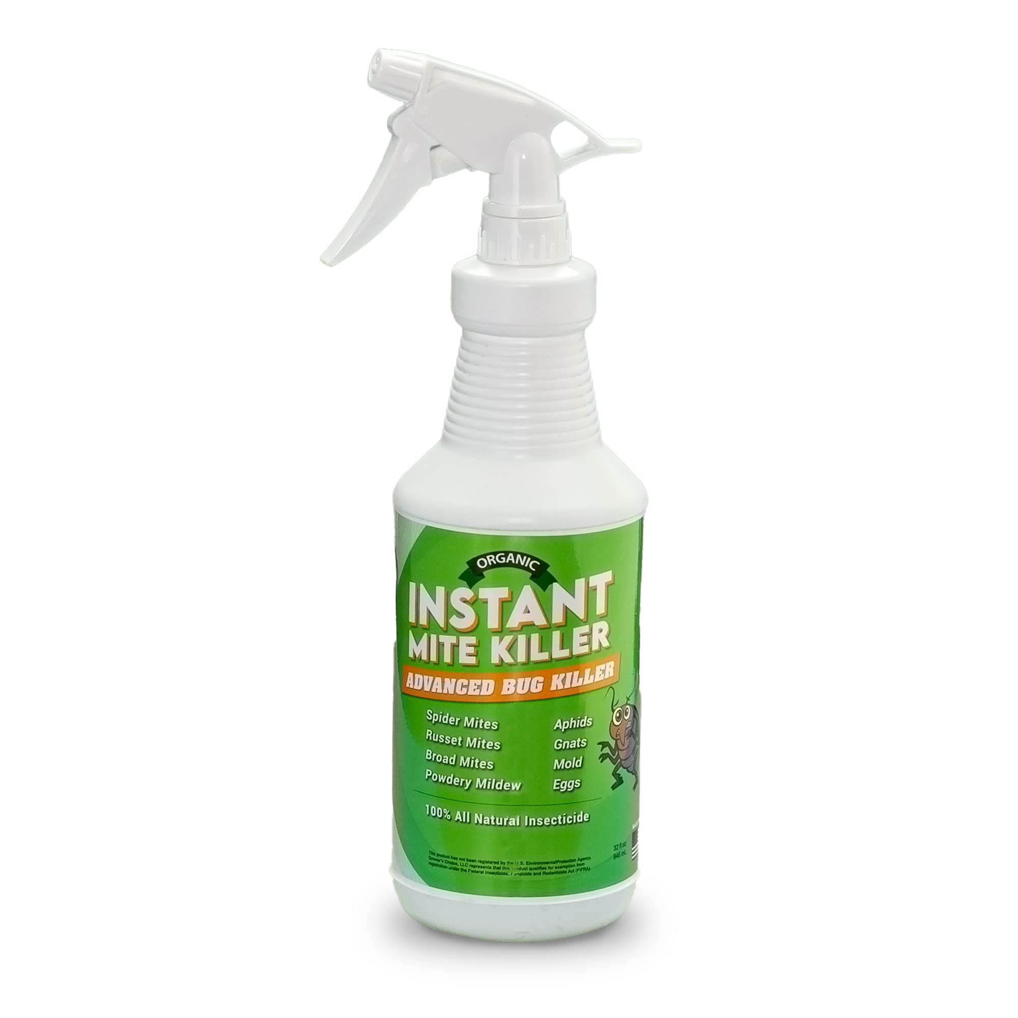 Instant Mite Killer - Destroy Spider Mites, Broad Mites, Powdery Mildew, and More, 32 Ounce (RTU) Ready-to-Use Spray with Patented 360° Spray Nozzle