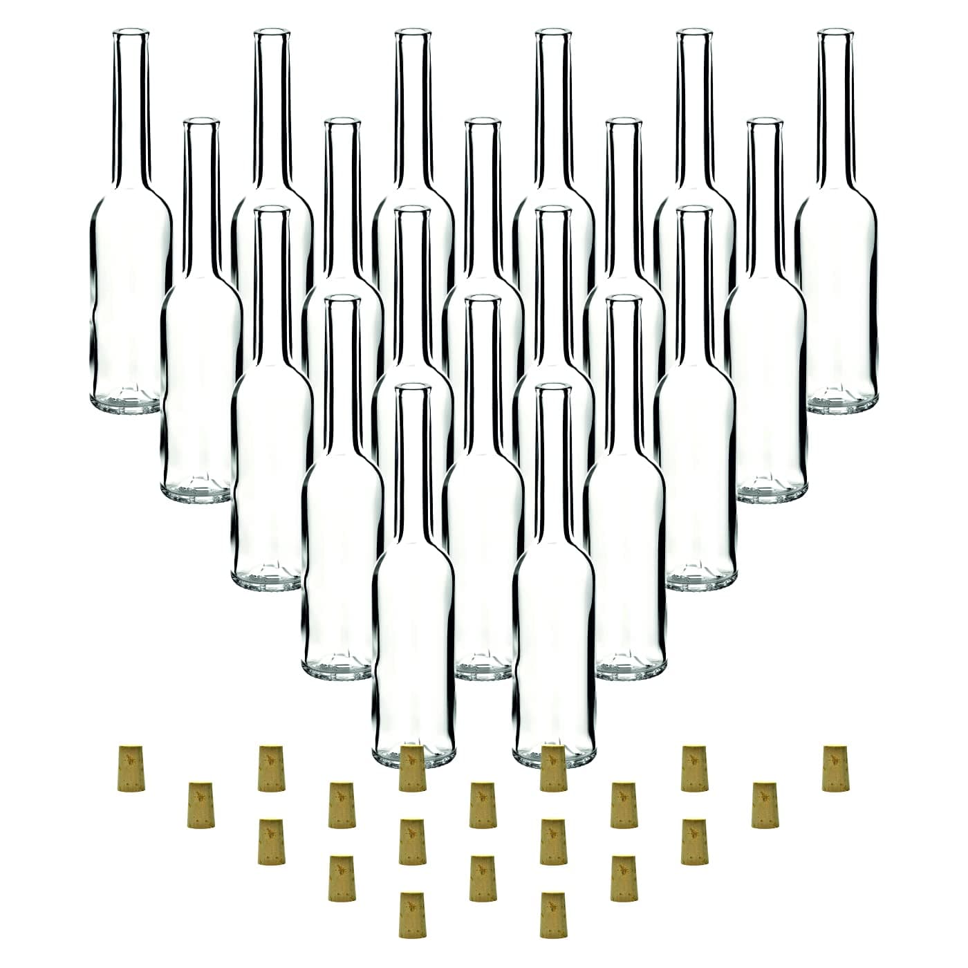 gouveo set of 20 Opera Empty Glass Bottles With Corks to Fill Yourself Liquor Bottle Bottle 100ml