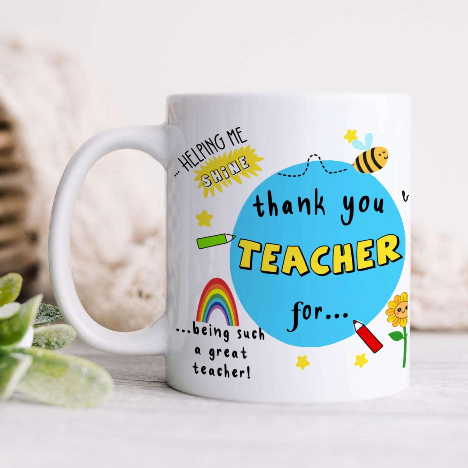- Thank You Teacher Ceramic Mug 11Oz Designer Coffee/Tea Cup, Best Teacher Gift, Helping Me to Grow