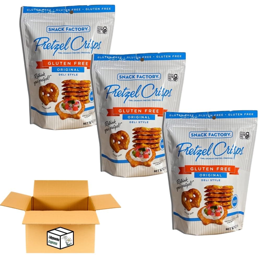 Snack Factory Gluten Free Pretzel Crisps Value 3 Pack by Lilypacks Express | 5 Ounces | Pack of 3 (Original)