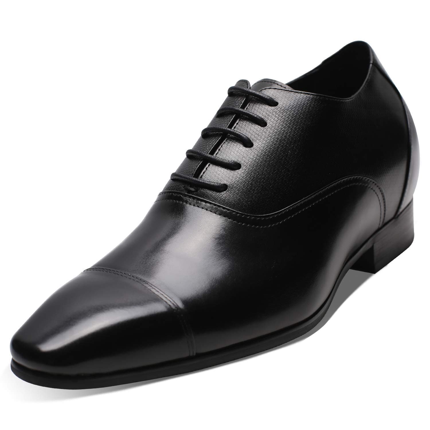 CHAMARIPA Elevator Shoes Mens Breathable Mesh Leather Sneakers Skate Shoes Height Increasing Shoes Black White … (42, Black)