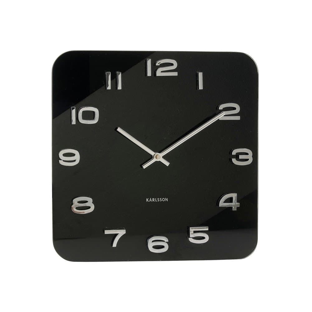 Vintage Glass Wall Clock, Black, 35 cm