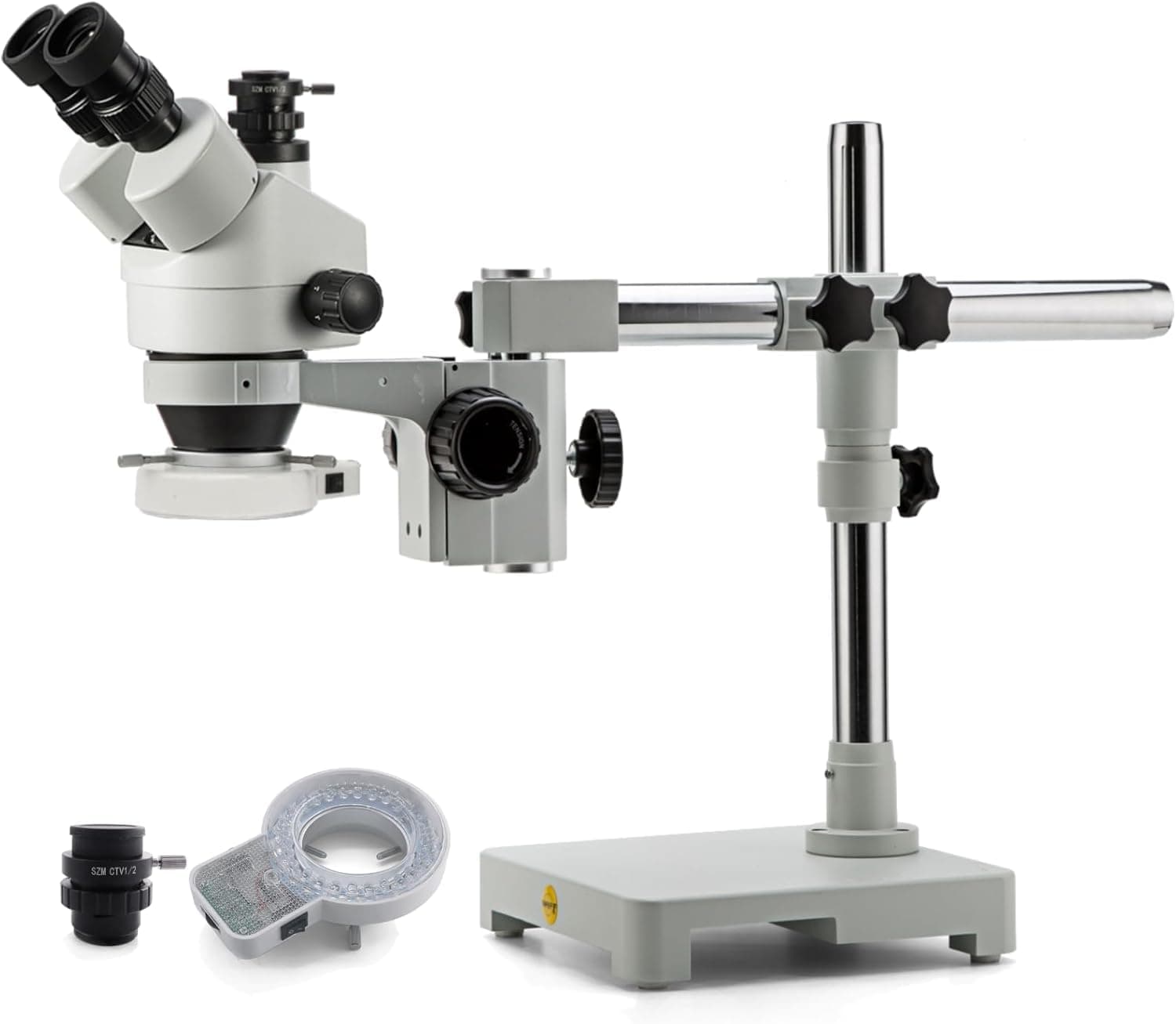 SWIFT S7 7X-45X Trinocular Stereo Microscope with Wide-Field 10X Eyepieces,0.7X-4.5X Zoom Objective Lens, Single-Arm Boom Stand, and 56-Bulb LED Ring Light