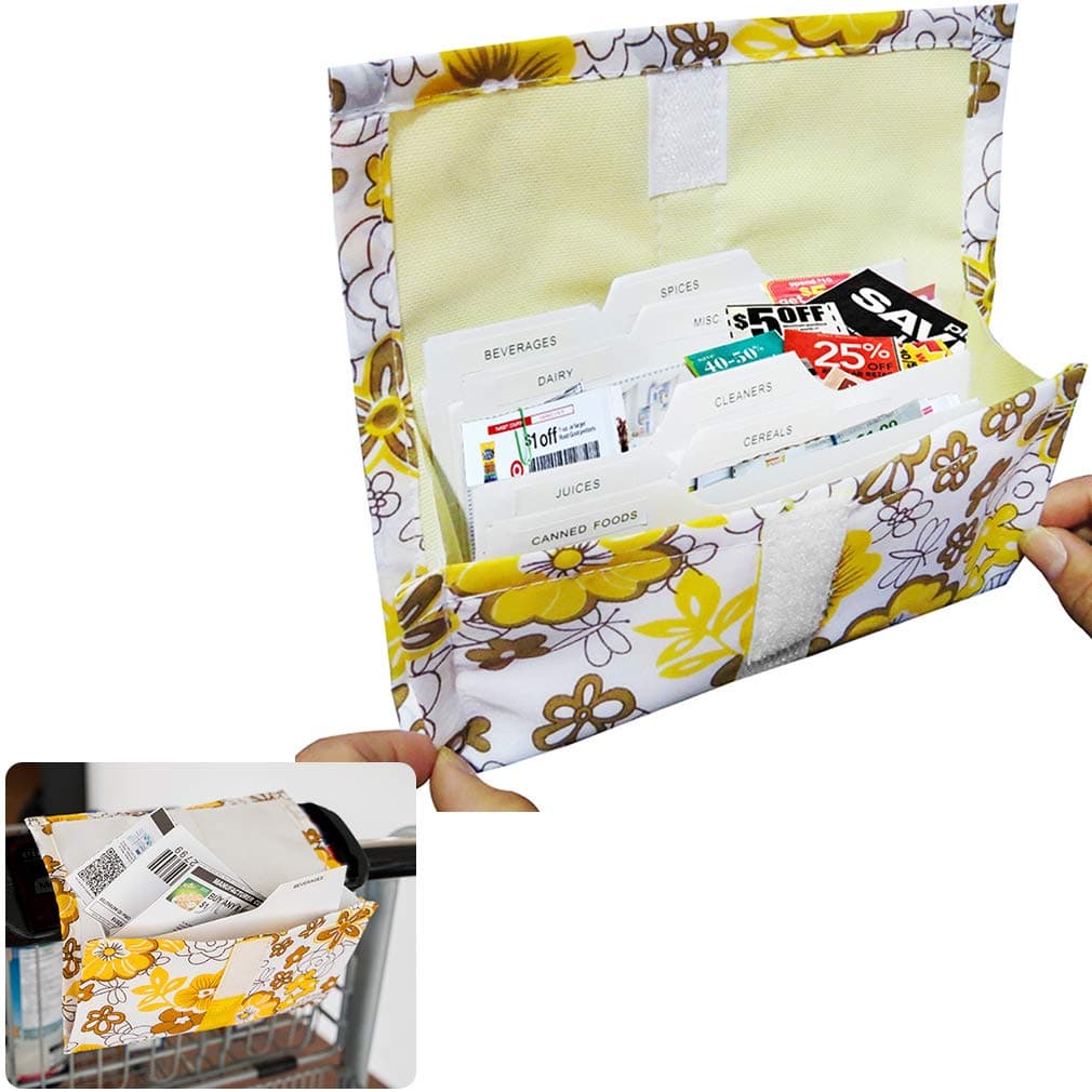 Evelots Grocery Coupon Organizer W/24 Dividers Attach To Shopping Cart, Floral