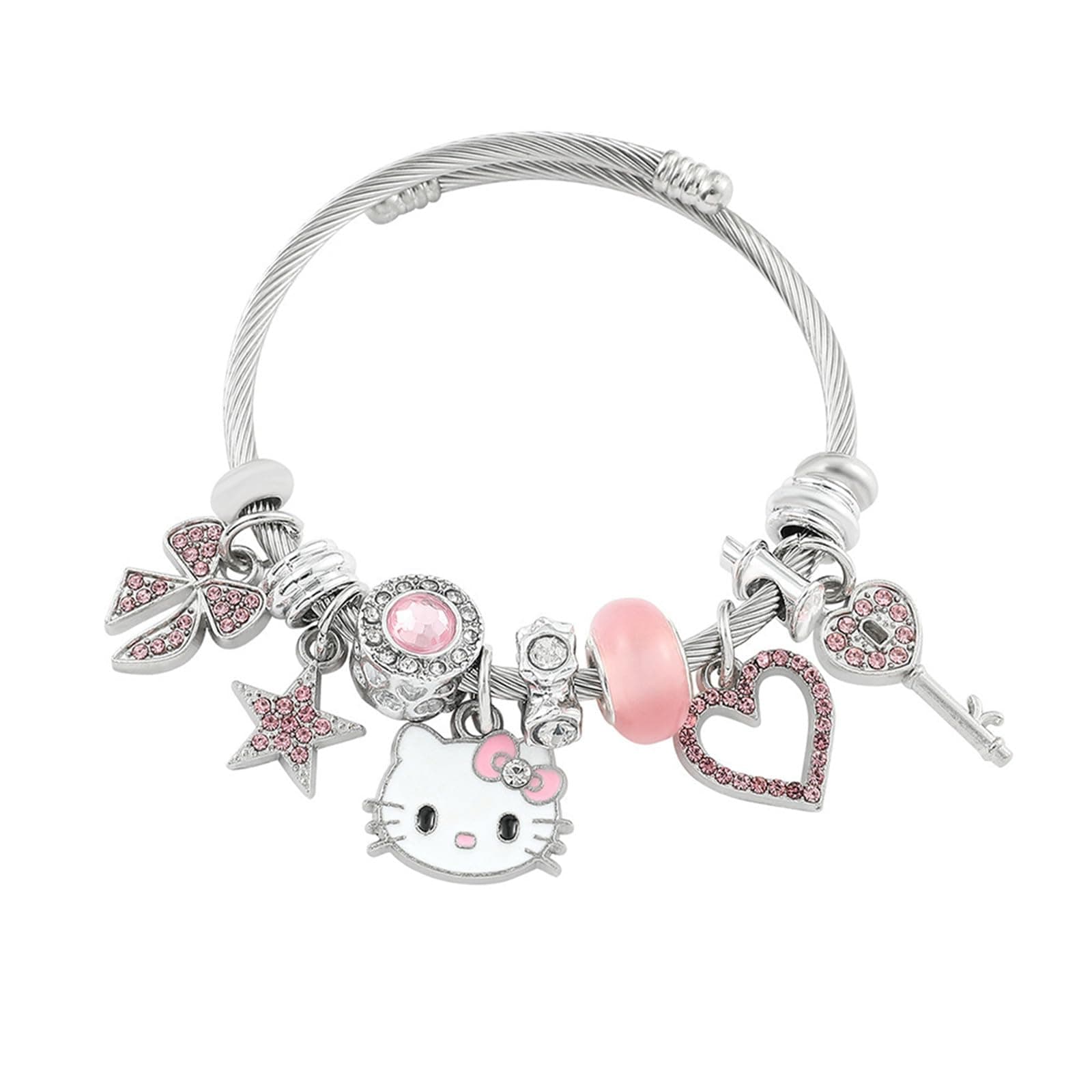 Kawaii Charms Bracelets Bangle Bracelets, Cartoon Adjustable Cute Cuff Bracelet Jewelry Gifts for Girls Women