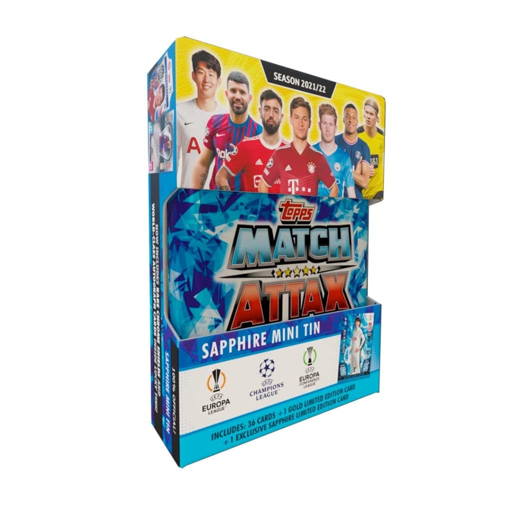 Champions League 2021-22 Topps Match Attax Cards - Sapphire Mini Tin (38 Cards + 1 LE Sapphire Heung Min Son Card)