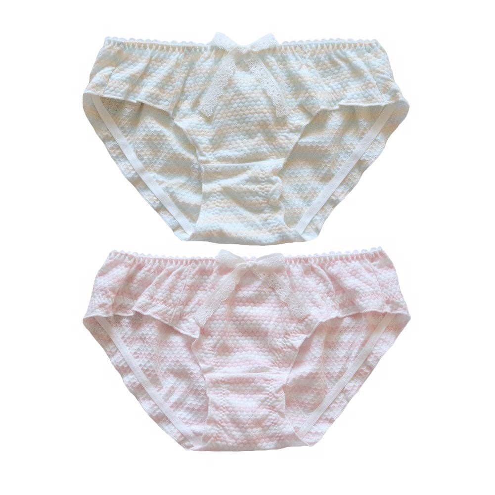 Japanese Striped Panties Bikini Cotton Anime Blue Pink Cosplay Underwear 2 Pack Briefs