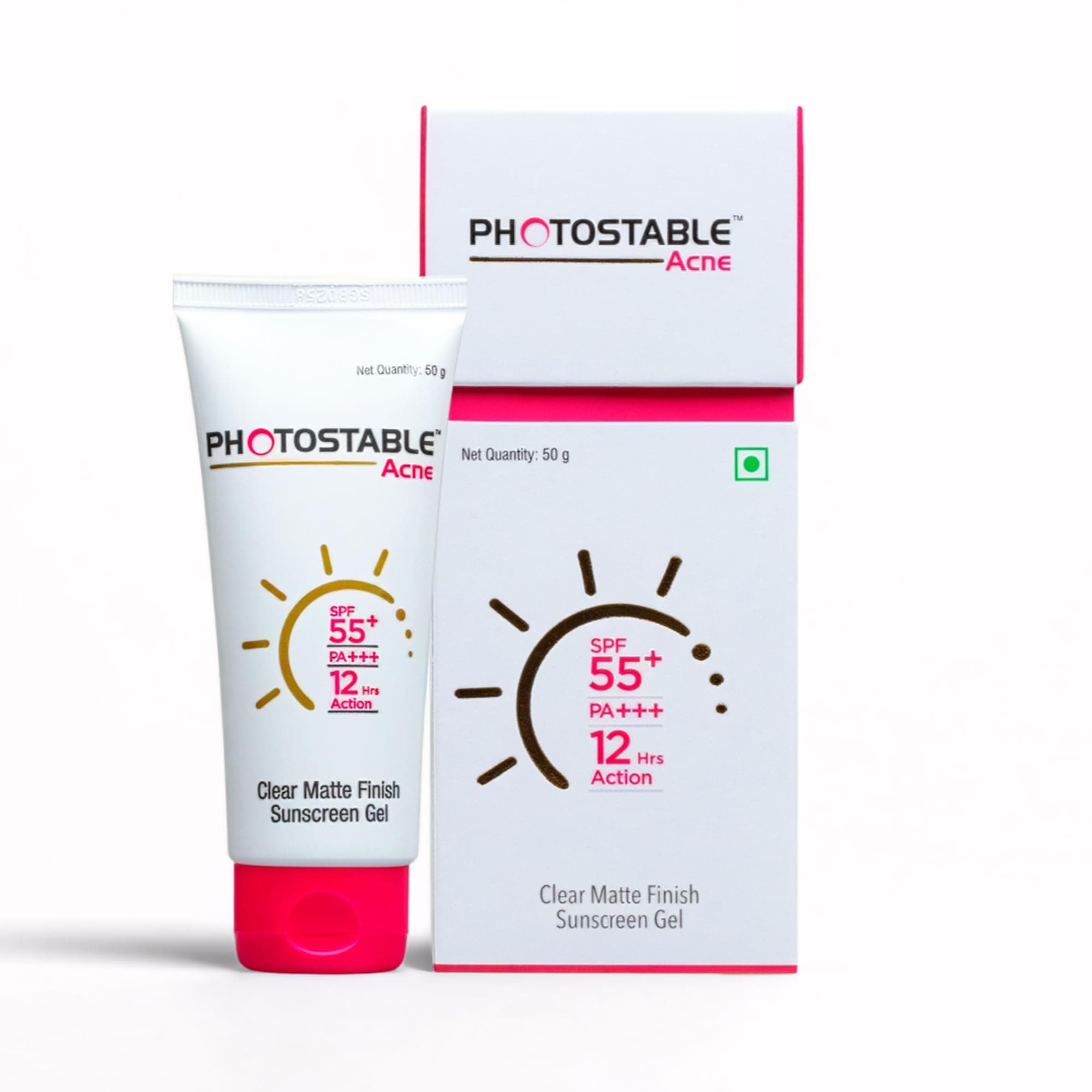 Photostable Acne Face Sunscreen Gel|Spf 55+ , P+++ sunscreen for Acne Prone Skin Type, Fragrance Free|12hrs protection UVA+UVB|Lightweight & Oil free|Water resistant Dermat Recommended|Dermatologist Tested|50G