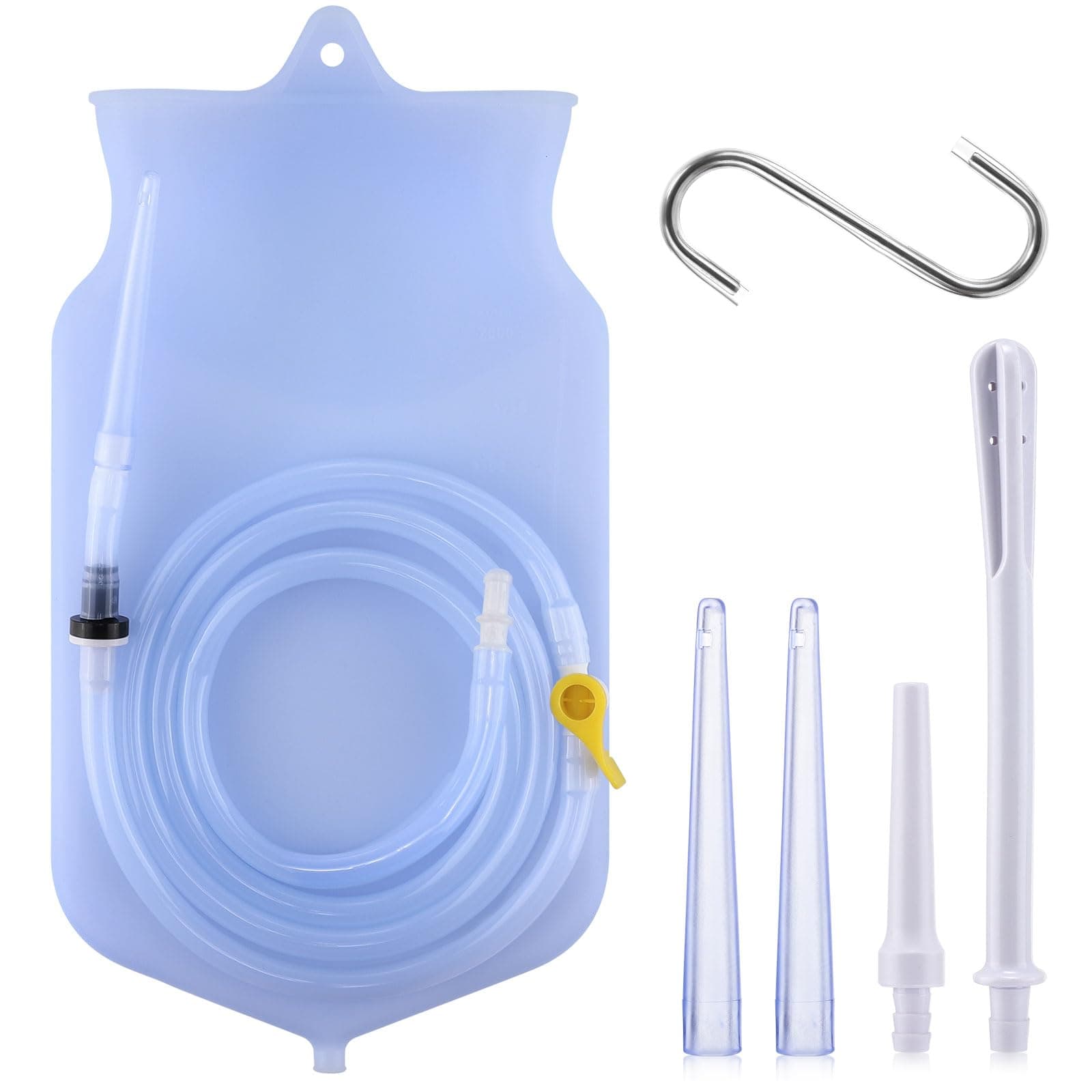 Reusable Enema Kit for Adults, 2L Coffee Enema Kit with 150cm Silicone Hose and 4 Reusable Nozzle Tips - Perfect for Colon Cleansing