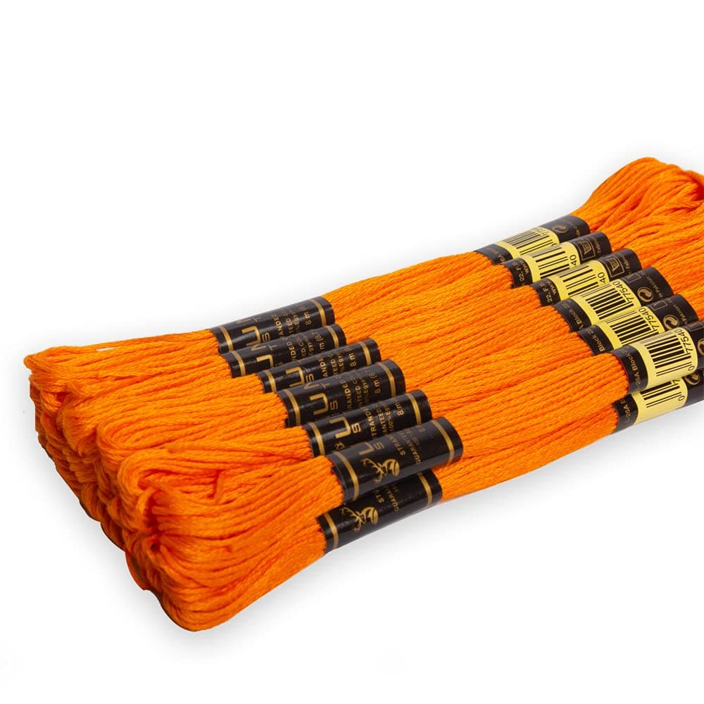 UMC STAGUMC STAG Pack of 12 Premium Embroidery Thread | 100% Egyptian Cotton Premium Skeins | Cross Stitch Embroidery Floss | Oeko TEX Certified Stranded Cotton | Ideal for Arts & Crafts (Orange 316)