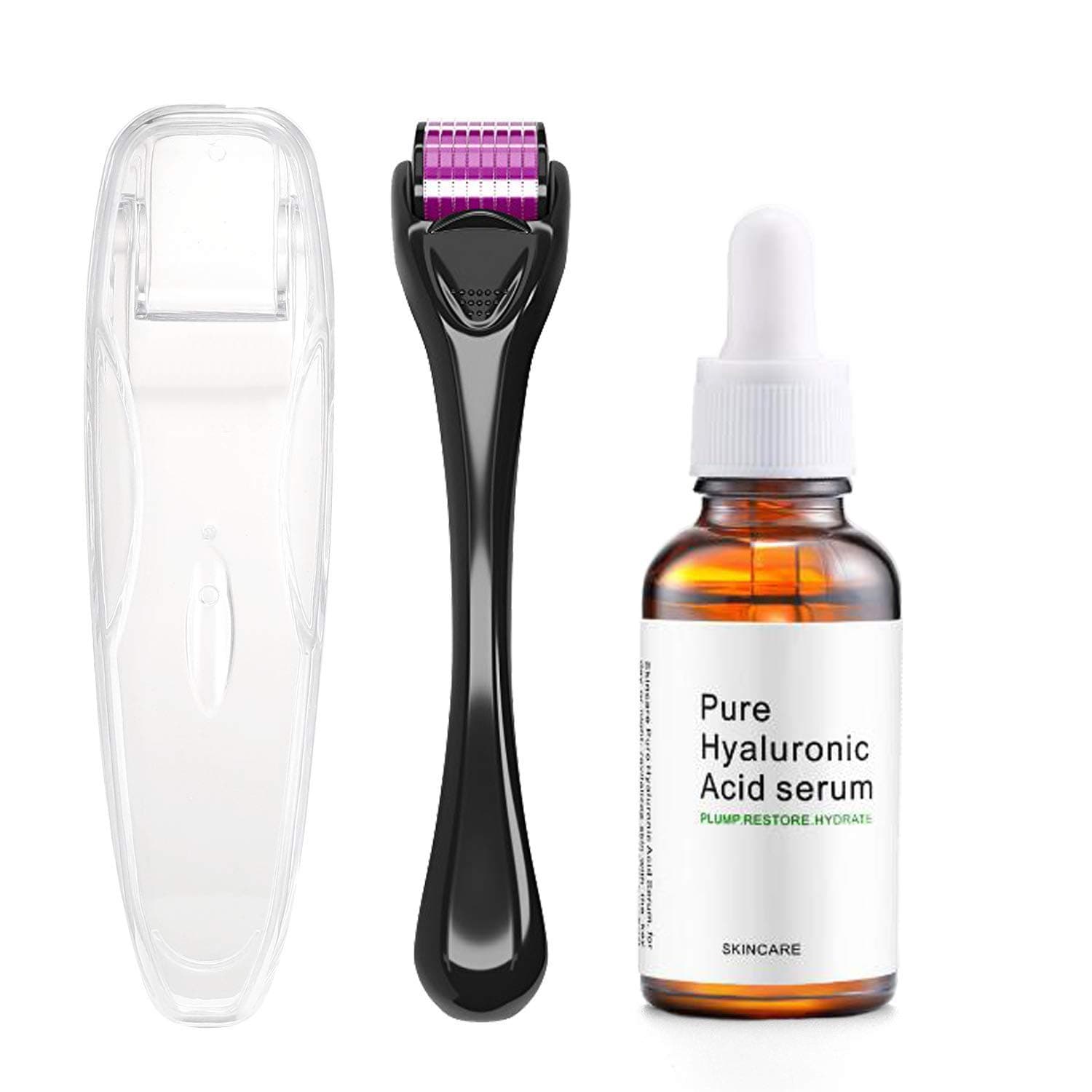 Endim Titanium Microneedle Derma Roller 540 Micro Needles Skin Care Needle 0.25mm+hyaluronic acid serum-EOE