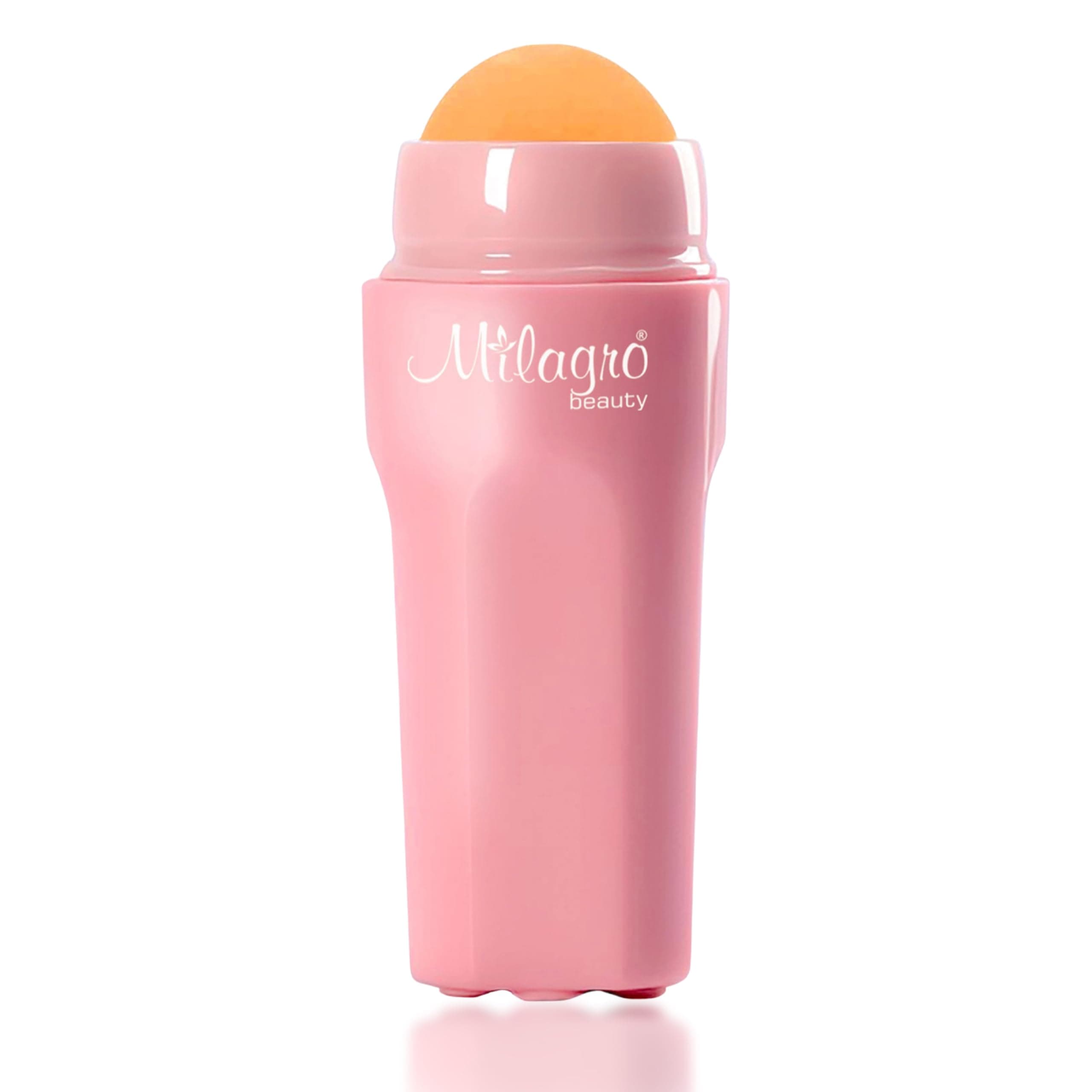 Milagro Beauty Super Lustrous Face Roller Volcanic Oil Absorbing Tool For Oily Skin | Reusable Skincare Ball | At-Home & On-The-Go | Mini Massage | Pink