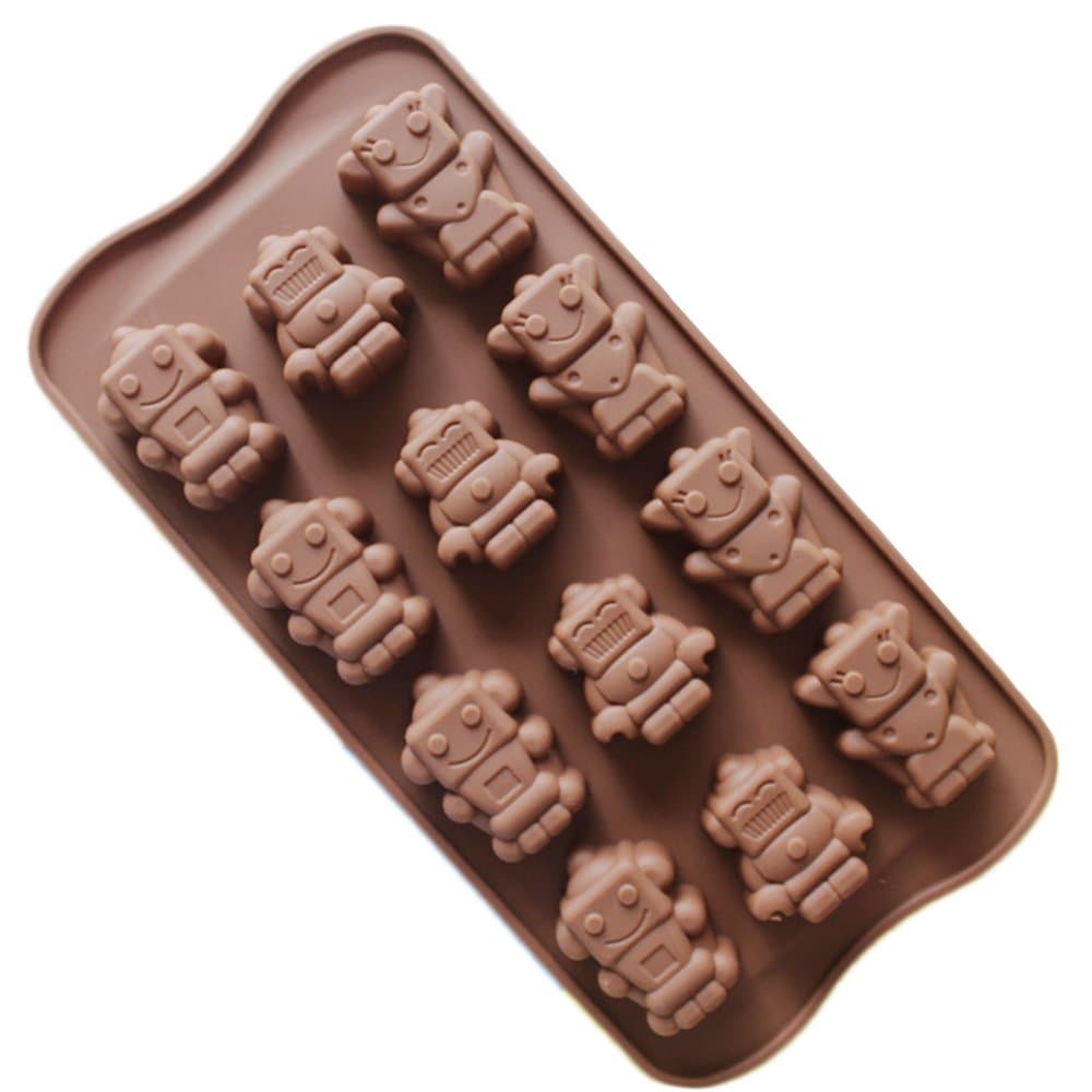 Rainie Love 15 Holes Animals Shape with Love Letters /12Holes Robots Shape Silicone Mold Baking Mould for Cupcake/Muffins/Candy/Chocolate/Jelly/Ice Cube