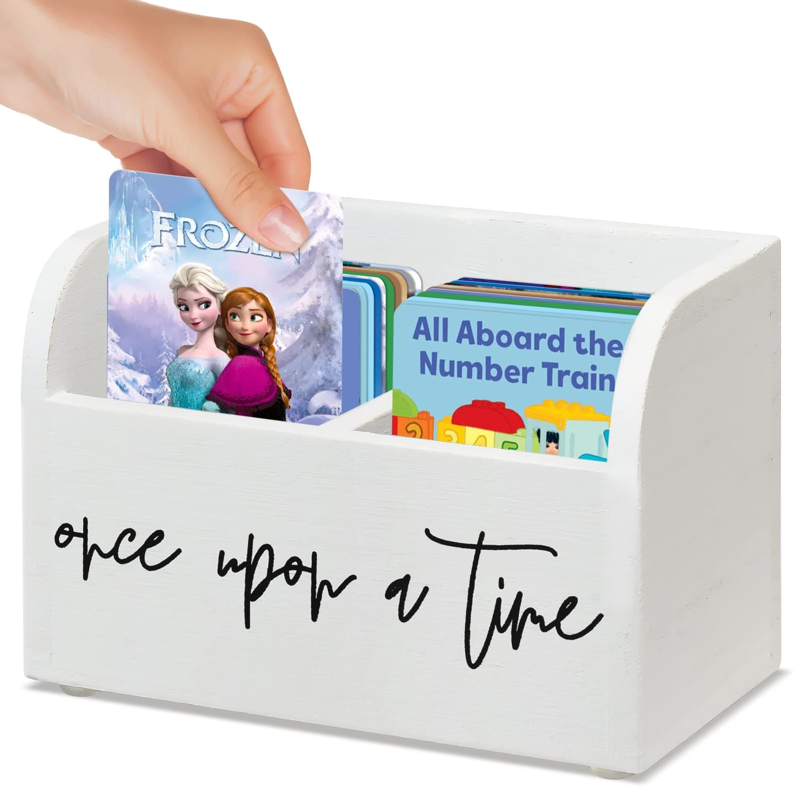 Yoto Card Holder,Wooden Yoto Card Case, Yoto Card Storage Box with Two Compartments, Wood Trading Deck Box -Designed to Hold Yotoo Mini Audio Cards (White, 2 compartments)