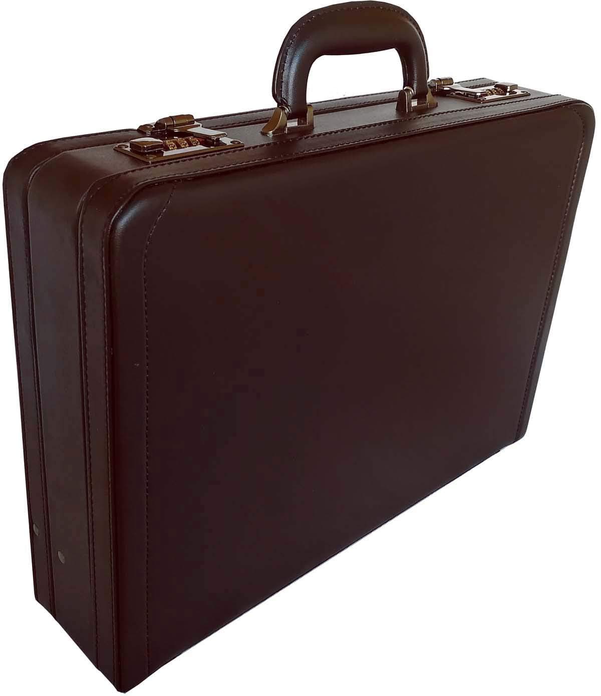 Deluxe Faux Leather Expandable Executive Attache Case Briefcase Dark Brown