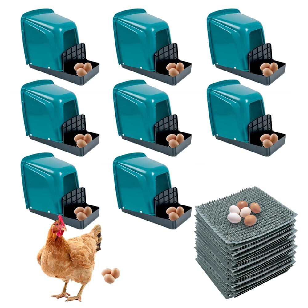8 Pack Chicken Nesting Boxes Laying Box with Swing Perch Roll Out Nesting Boxes for Hens Ducks Chickens Laying Egg Chicken Coop Nest Box Home & Farm Using