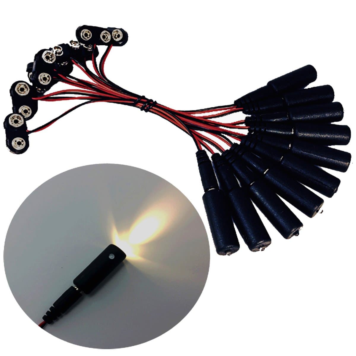10 Pack Micro Effects Lights Warm White Led Operates on 9 Volt Battery Mini Spotlight for Theatrical Prop Costumes