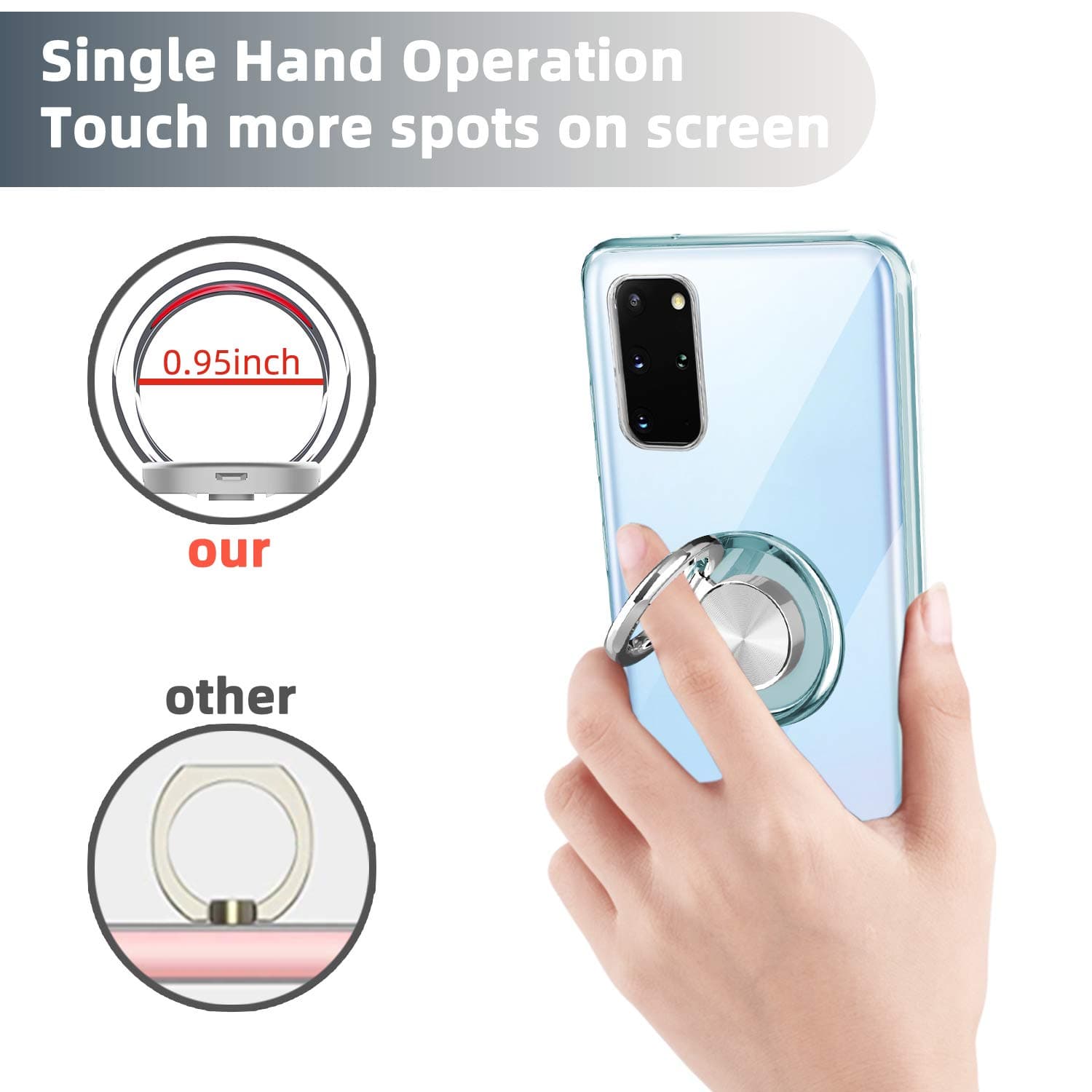 for Samsung S20 Plus Case, Full Clear Ultra Thin Soft Case with 360° Rotation Ring Holder Magnetic Kickstand Shockproof Anti-Scratch Cover for Samsung Galaxy S20 Plus 6.7" 2020 (Clear)