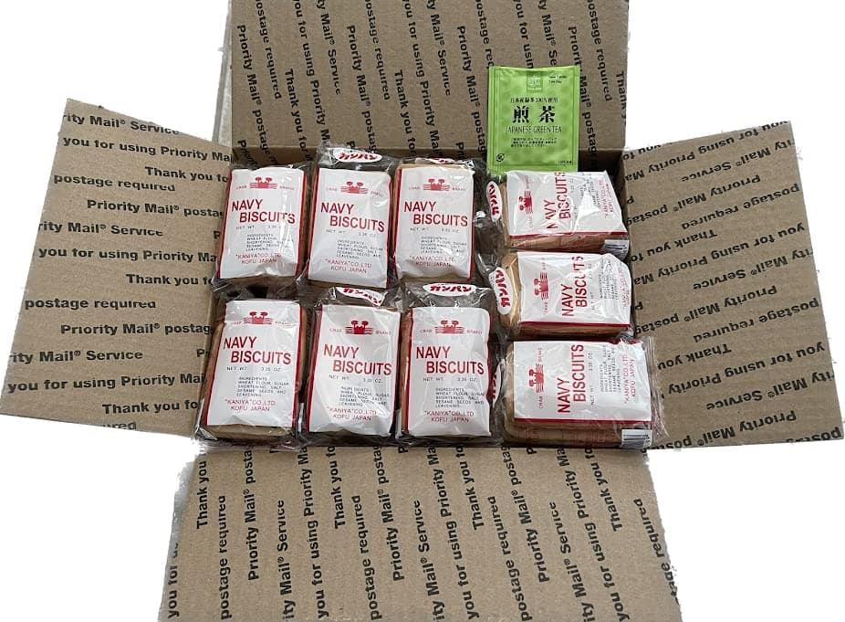 Navy Biscuits 3.35oz Crab Brand Japan 24 packs in Box Free OSK Japanese Green Tea with every purchase