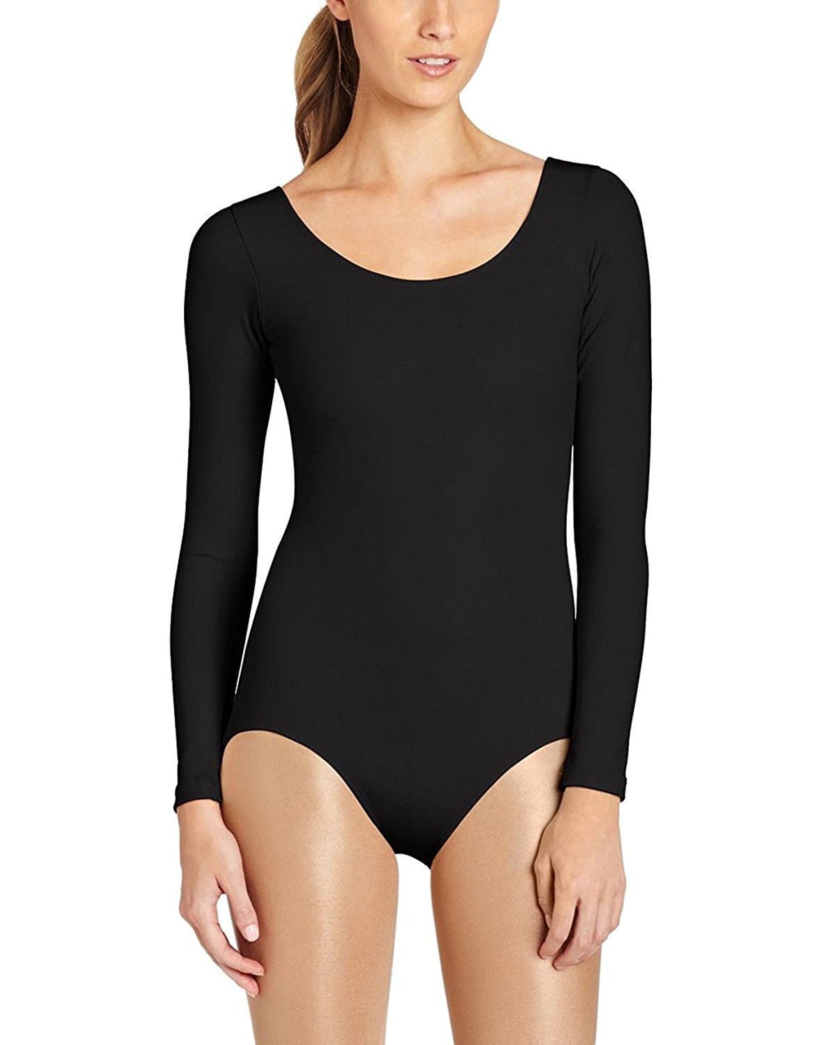 Women's Basic Solid Scoop Neck and V Neck Bodysuit Stretch Leotard