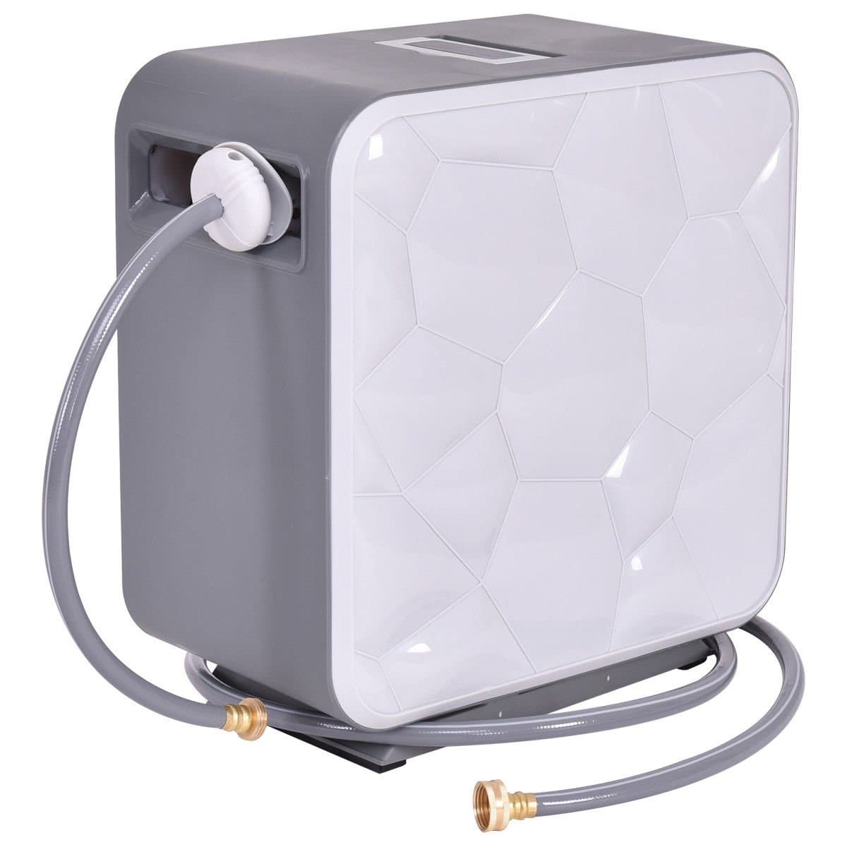 100FT Retractable Garden Water Hose Reel Wall Mounted 360 Degree Rotation w/Trigger Spray Gun