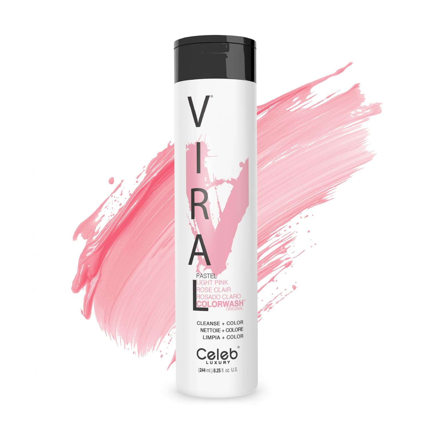 Viral Colorwash: Pastel Light Pink Color Depositing Shampoo, 10 Vivid and Pastel Colors, stops Fade, 1 Quick Wash, Cleanse + Color, Sulfate-Free, Cruelty-Free, 100% Vegan