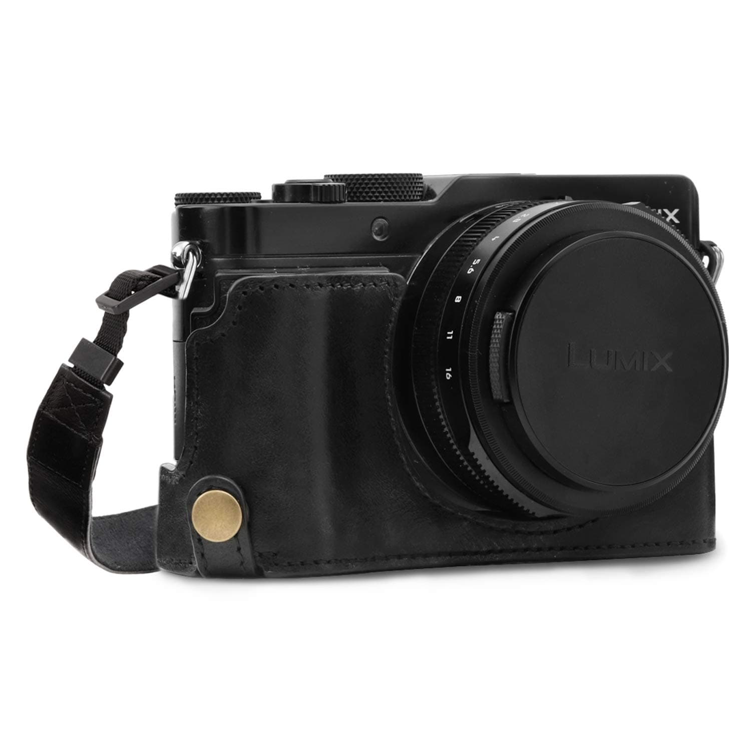MG1563 Panasonic Lumix Dc-Lx100 Iı Ever Ready Genuine Leather Camera Half Case And Strap - Black