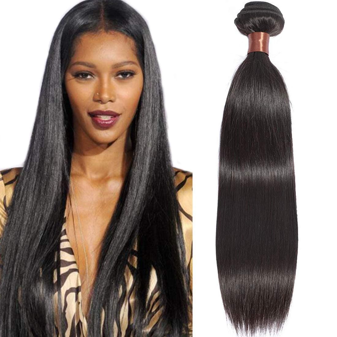 BLACKMOON HAIR Brazilian Virgin Straight Human Hair One Bundle 22inch Straight Hair Weave Extension Unprocessed Straight Hair Bundle Natural Black