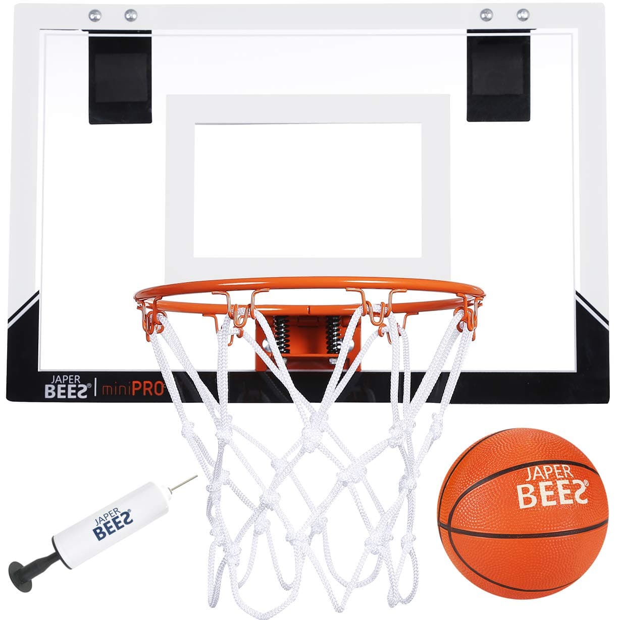 JAPER BEES Pro Mini Basketball Hoop Over The Door & Wall Mount Indoor Basketball Hoop w/Shatterproof Backboard