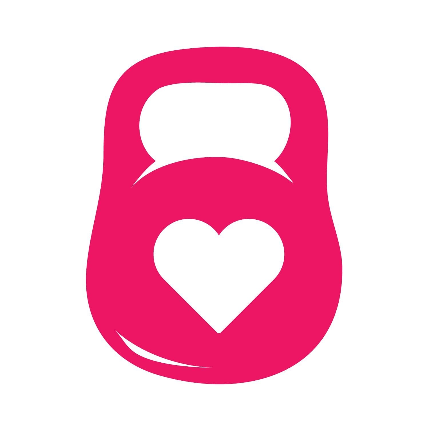 Kettlebell + Heart - 2" Wide PINK Cut Vinyl Decal - For MacBook, Car, Laptop, or Anything!