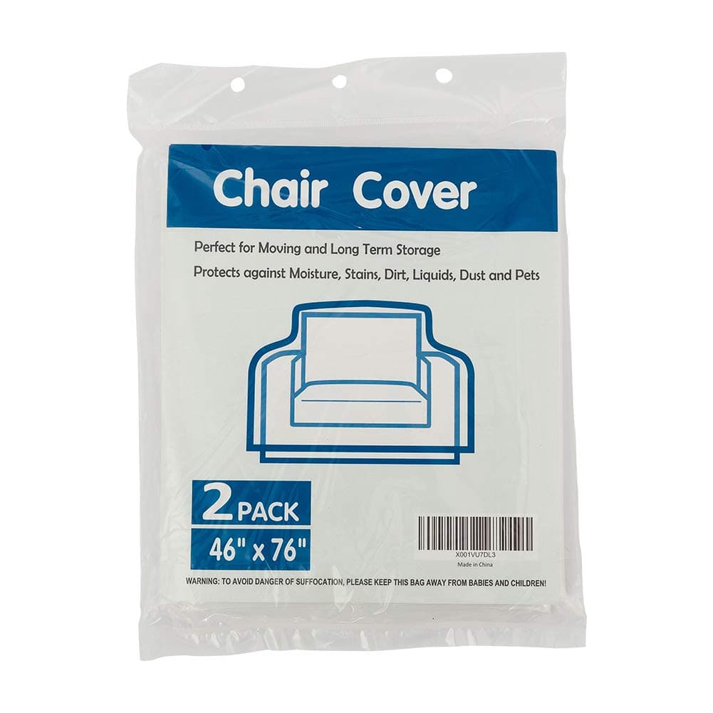 TOPGREEN 2 Pack Plastic Chair Cover Furniture Dust Cover Chair Storage Cover Waterproof Armchair Cover 46-Inch by 76-Inch Clear