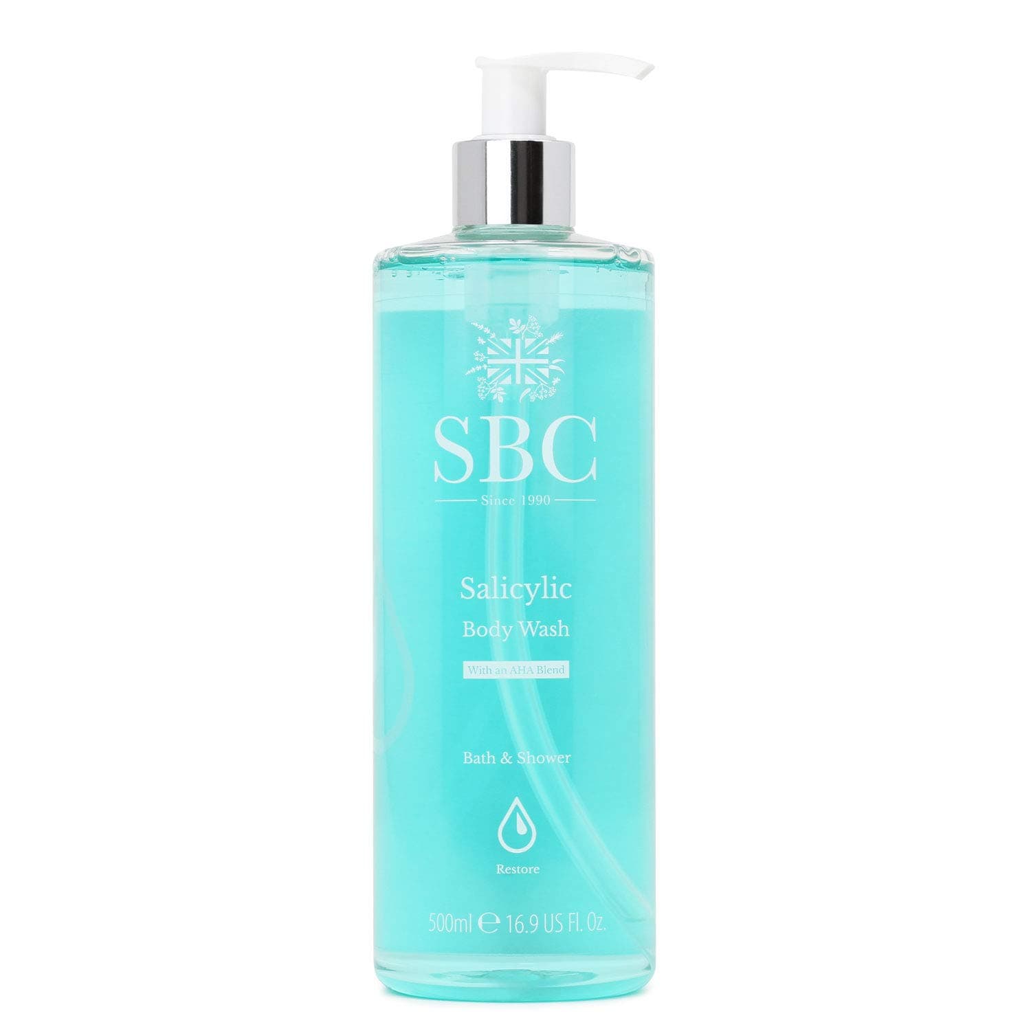 SBC Skincare Salicylic Body Wash 500ml, Cleansing Shower Gel For Oily Skin, Vegan Friendly Body Wash For Men And Women, Salicylic Acid Body Cleanser