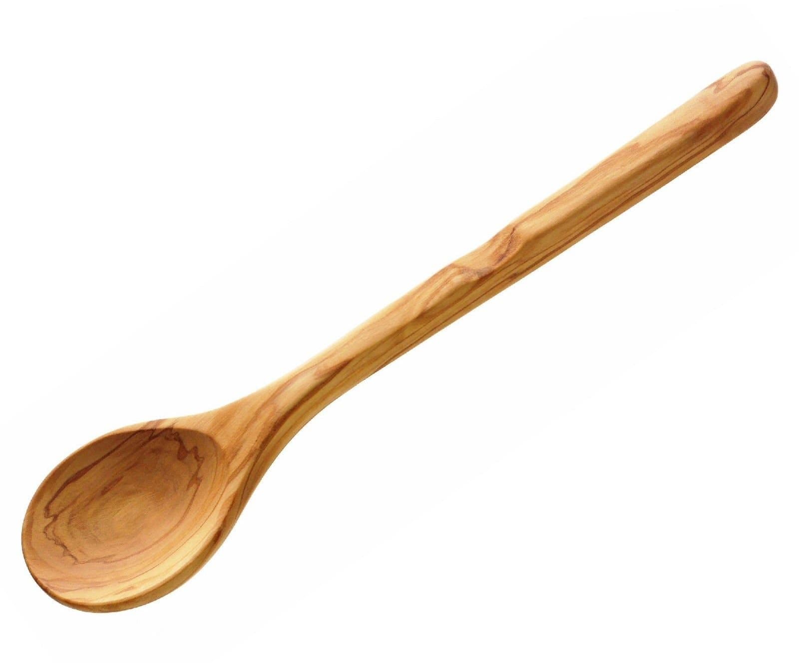 ScanWood 8" Olivewood Wooden Soup & Cooking Spoon w/ Round Head