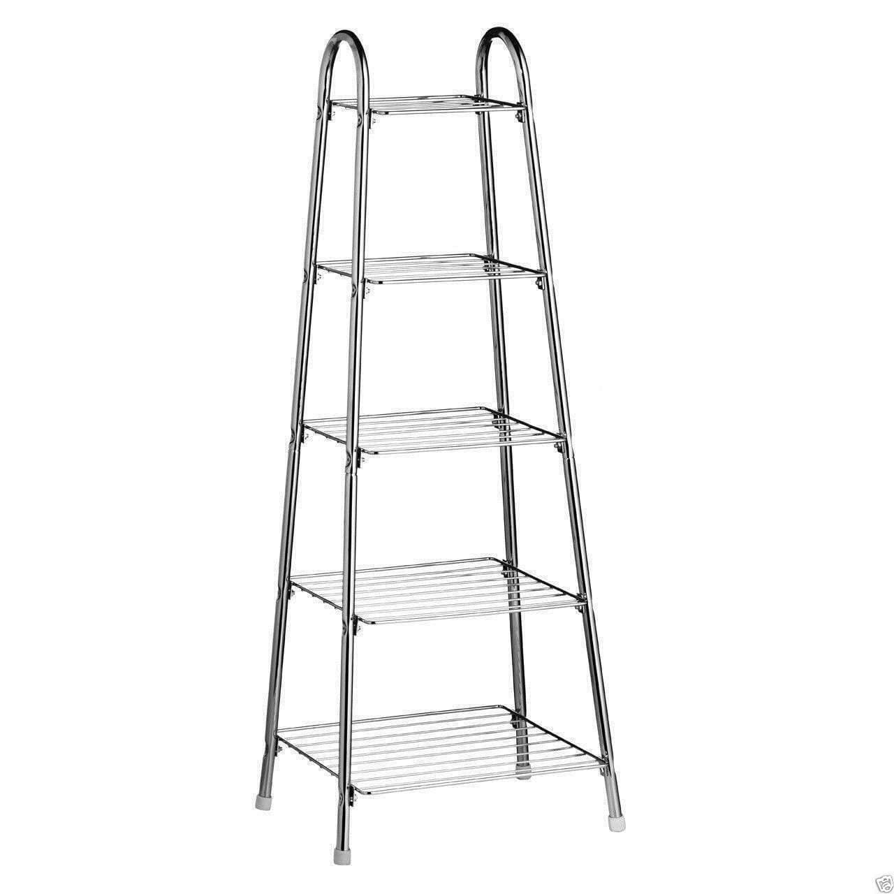 5 Tier Chrome Kitchen Pan Stand Pot Saucepan Storage Organise Unit Rack Holder