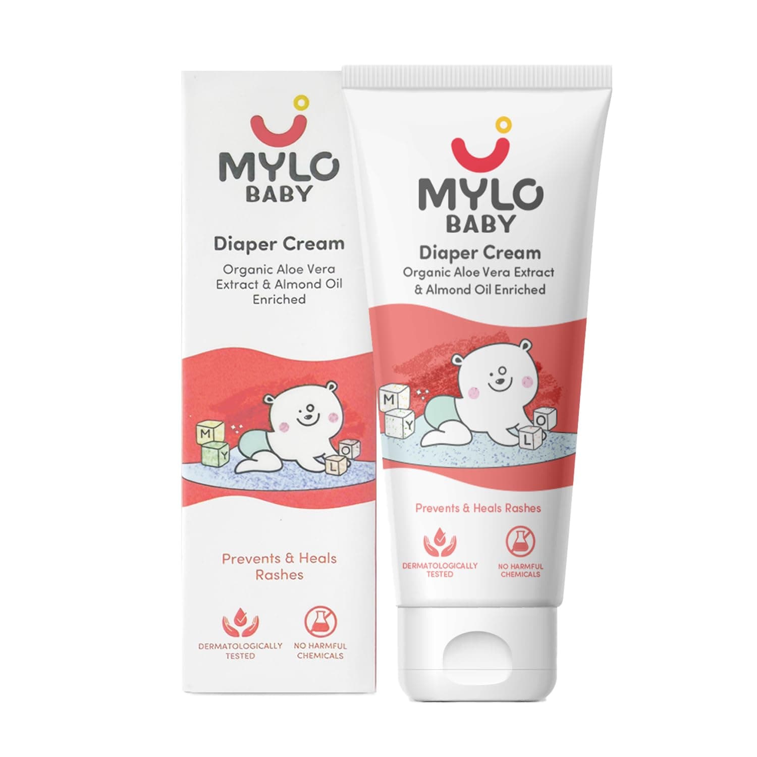 Mylo Baby Diaper Rash Cream 50gm | Prevents and Heals Rashes | With 15% Zinc Oxide | Care with Aloe Vera, Almond Oil & Vitamin E