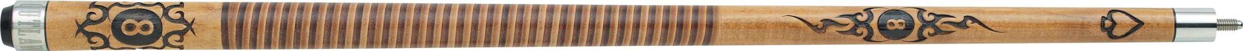 OUTLAW OL29 Original Pool Cue - Brown Stained Maple with Eight Ball and Spade Design