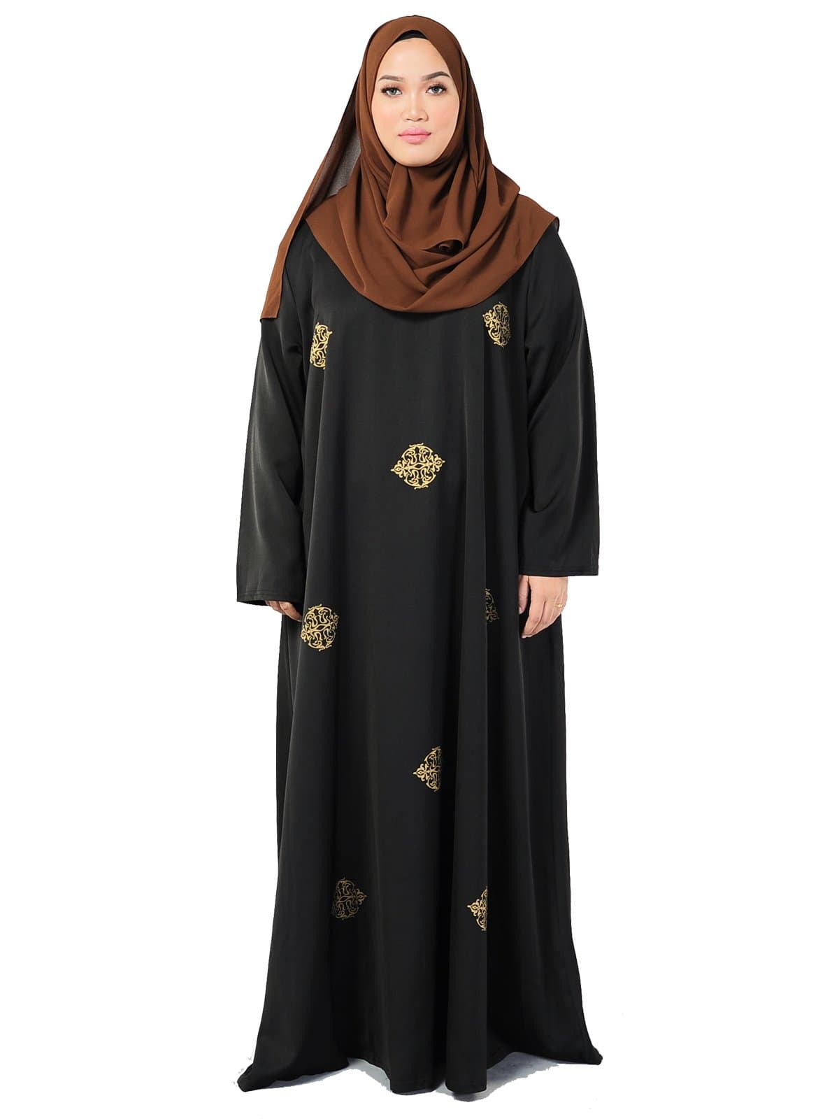 Mis Claire Women's Plus Size Minimal Print Dress 6XL Black