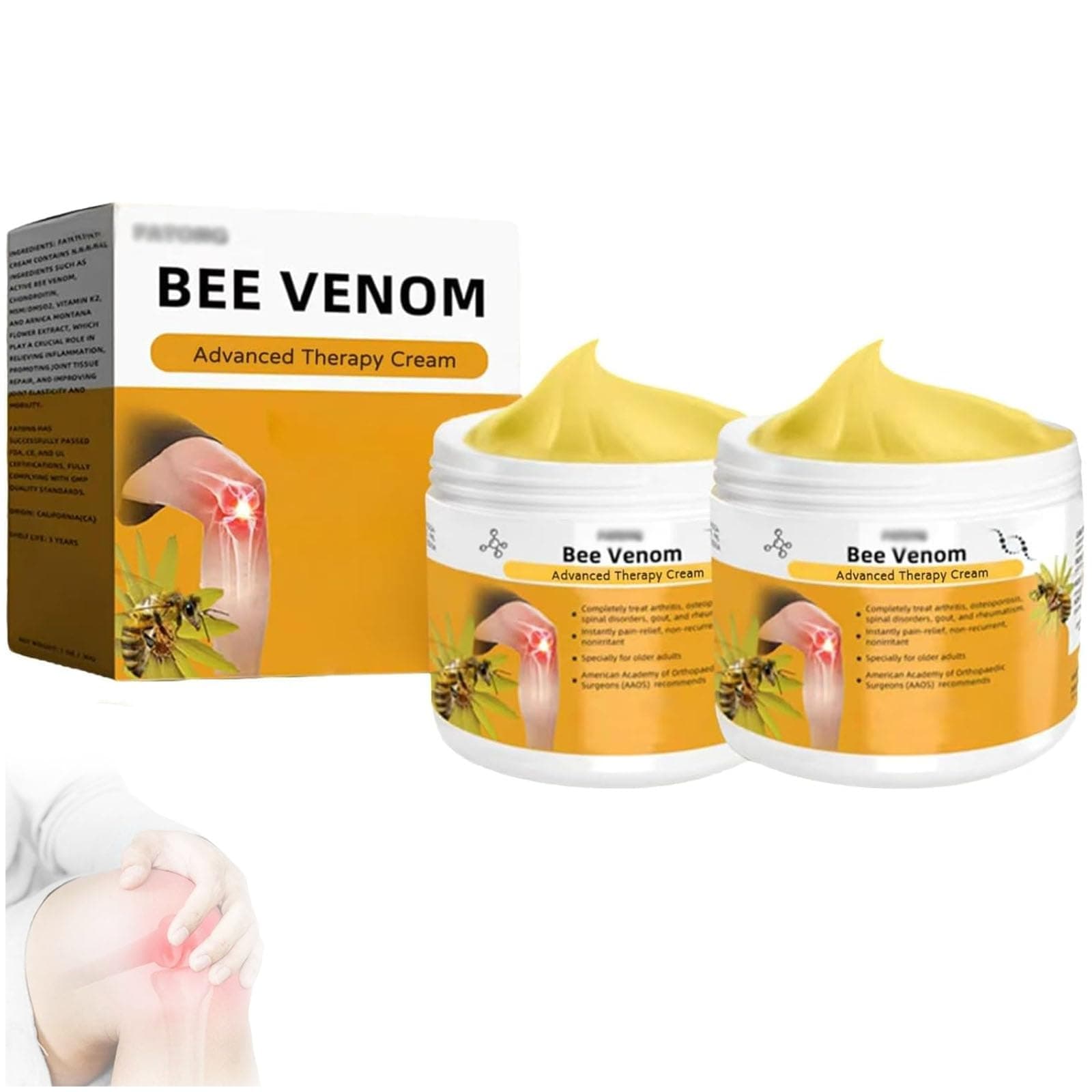 Fatong Bee Venom Pain-Relief Bone Healing Cream,New Zealand Bee Venom Joint & Bone Repair Cream,Bee Venom Joint Therapy,Bee Venom Advanced Joint and Bone Therapy Cream,Bee Venom Cream,Bee Venom (2pcs)