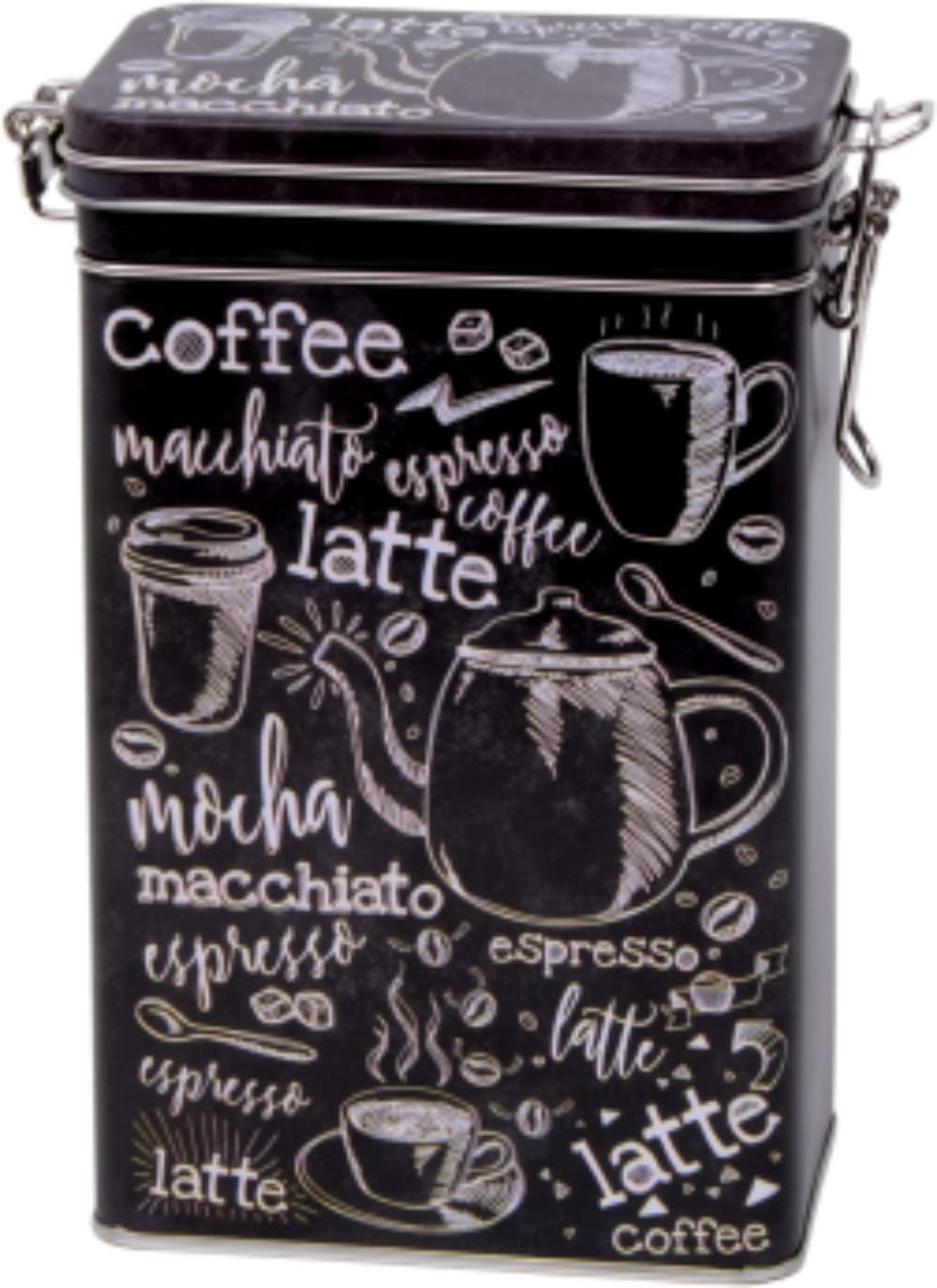 500g Black & White Vintage Style Rectangle Coffee Tin